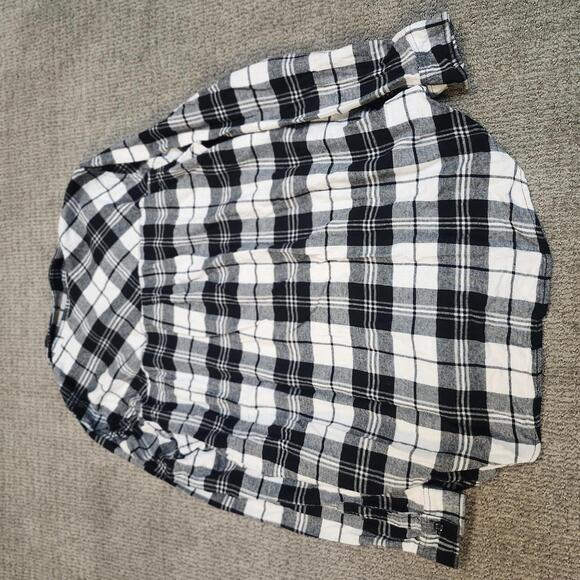 Aerie Button Up Shirt Women's Blue White Long Sleeve Plaid Size XL - Picture 9 of 10